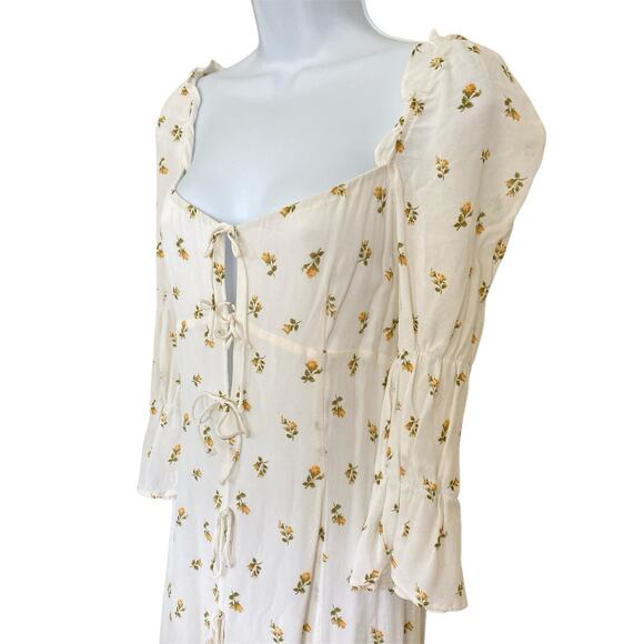 Reformation Roberta Floral Viscose Peasant Boho Maxi /Midi Dress Size 12 - Picture 2 of 10